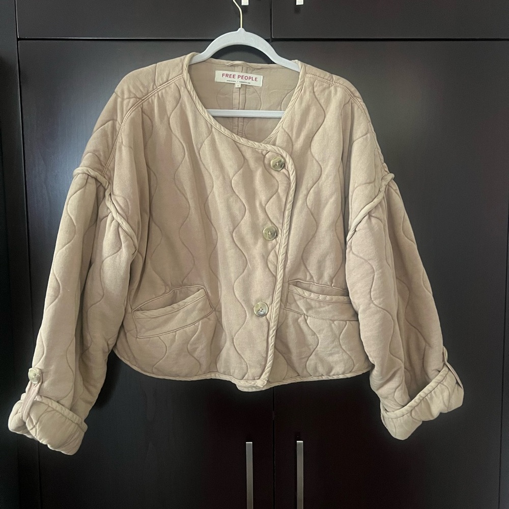 Free People Tan Quilted Utility Jacket
